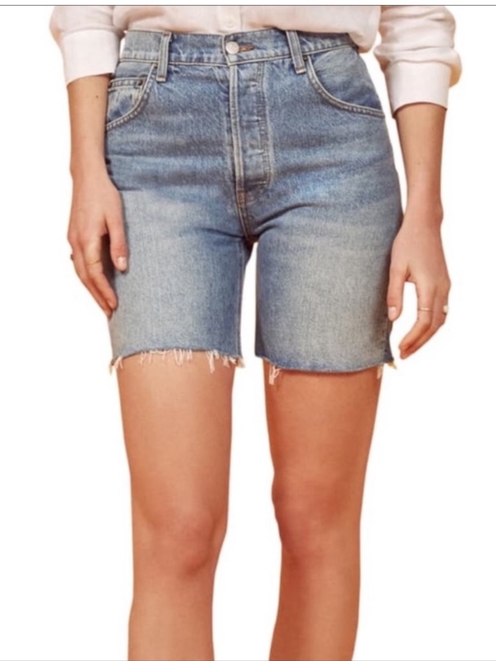 Reformation Allie Denim Jean Short  in Shasta Wash Fray Hem Sz 27